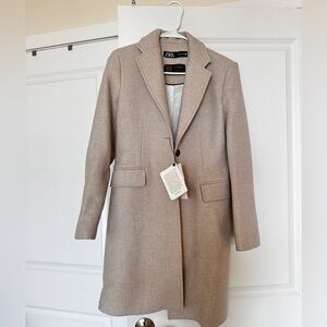 Zara Manteco Wool Blend Menswear Style Women Coat XS NEW